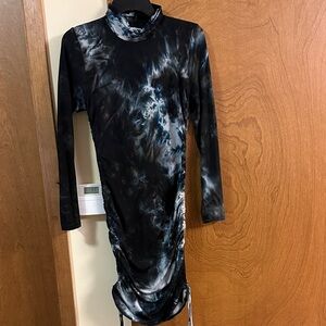 Fashion Nova Black and Gray Long Sleeve Dress